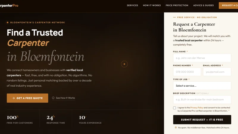 CarpenterPro homepage screenshot